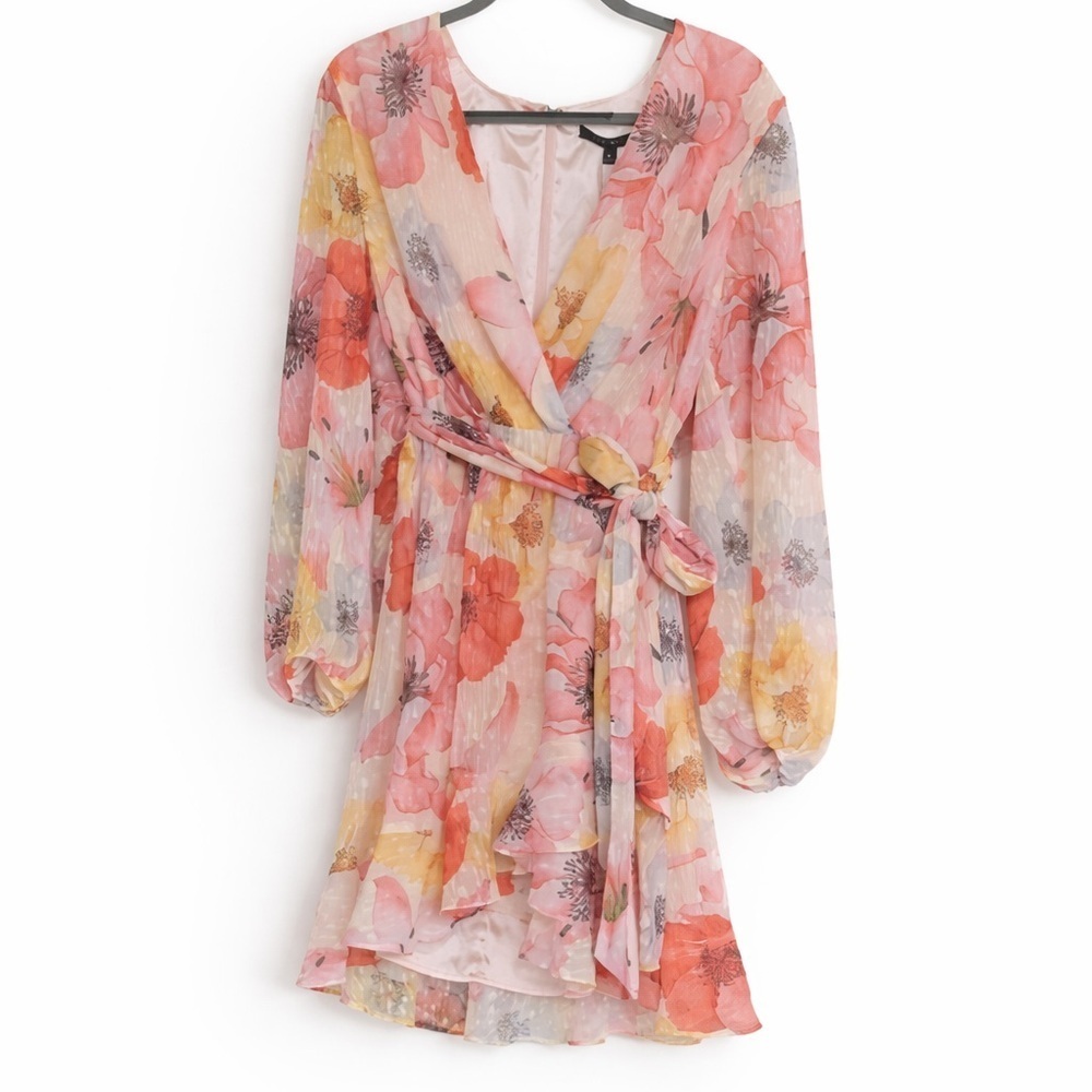 Alex Marie Laurel Chiffon Multicolor Floral Long Sleeve Dress Size 10 NWT - Picture 2 of 6